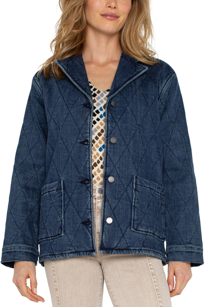 Notch Collar Quilted Coat
