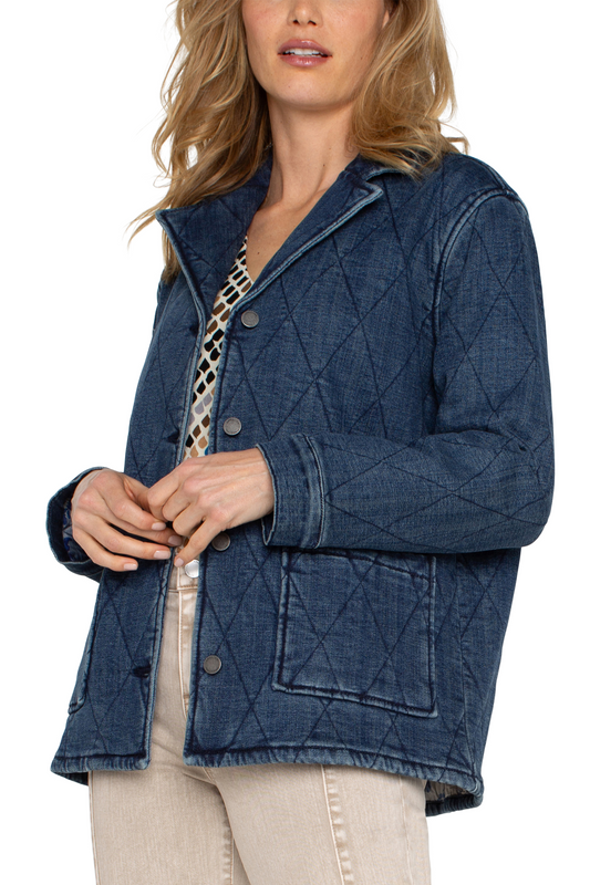 Notch Collar Quilted Coat