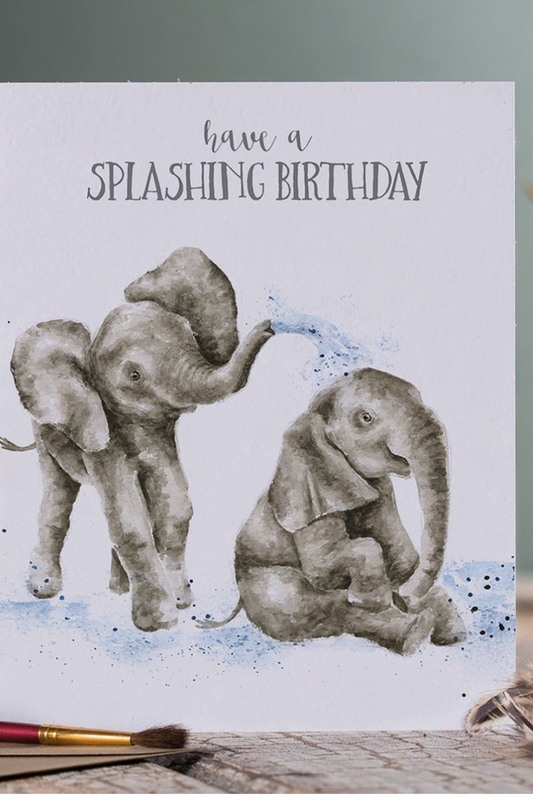Splashing Birthday Elephant Birthday Card