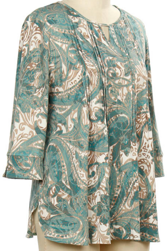 3/4 Slv Paisley Print Top