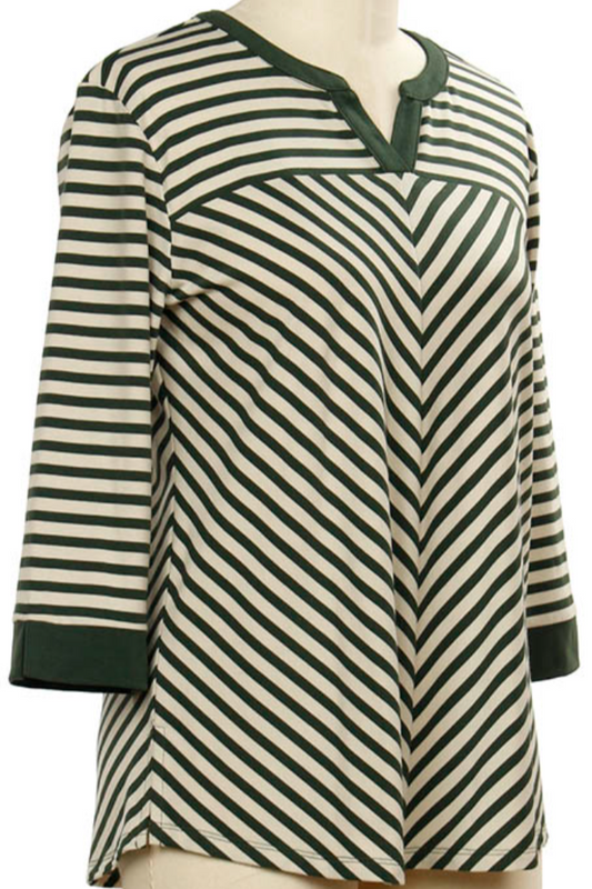 3/4 Slv YD Stripe Top