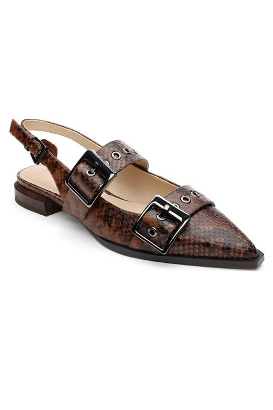 Villa Snake Embossed Leather Slingback