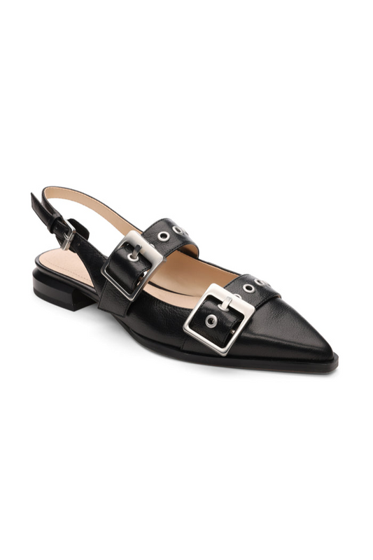 Villa Black Leather Slingback