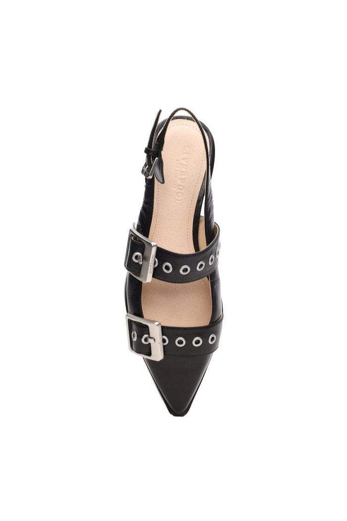 Villa Black Leather Slingback