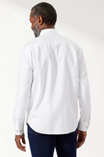 Tahitian Twill Long Sleeve Shirt- White
