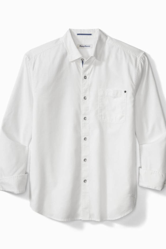 Tahitian Twill Long Sleeve Shirt- White