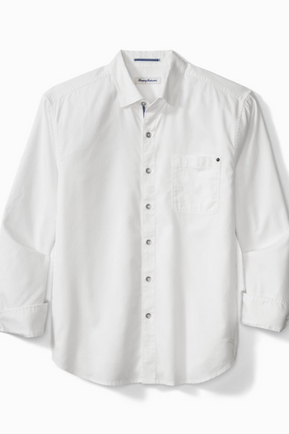 Tahitian Twill Long Sleeve Shirt- White