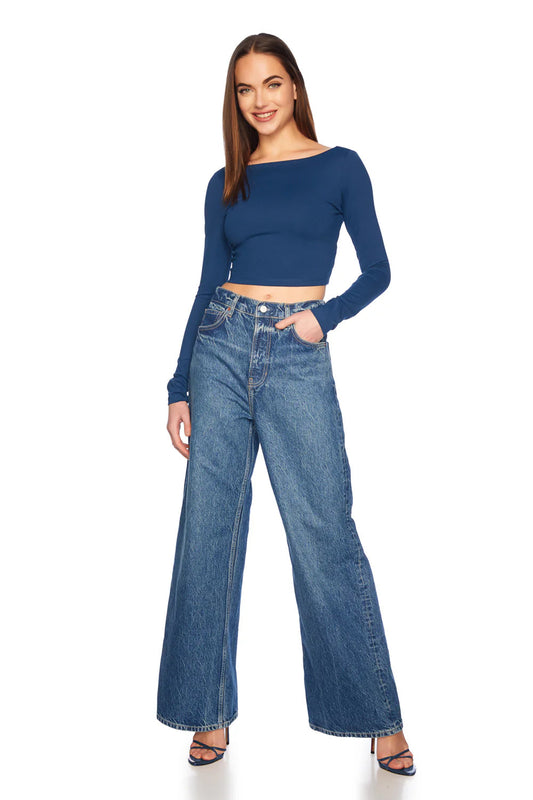 Scoop Back LS Crop Top - Stratus
