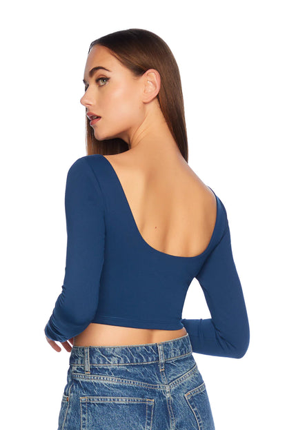 Scoop Back LS Crop Top - Stratus