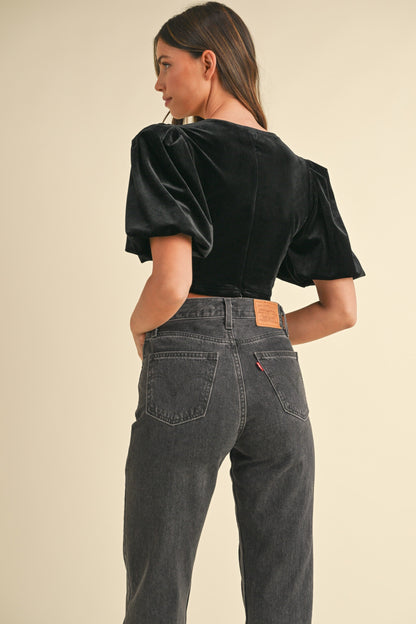 Velvet Rhinestone Bow Top