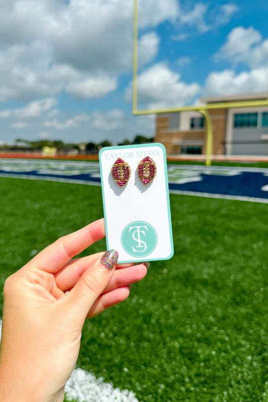 Beaded Football Stud Earrings