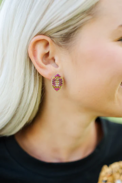 Beaded Football Stud Earrings