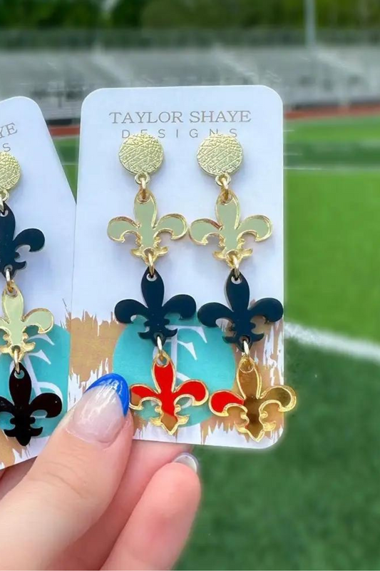 Triple Fleur de Lis Drop Earrings