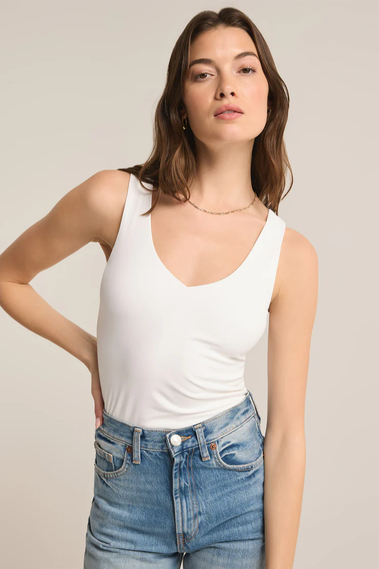 Avala V-Neck So Smooth Top- White