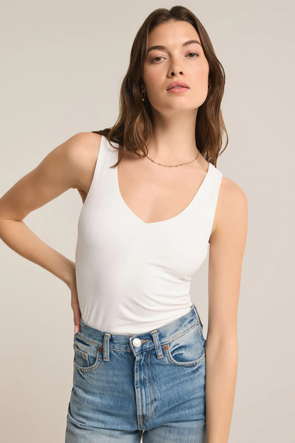 Avala V-Neck So Smooth Top- White
