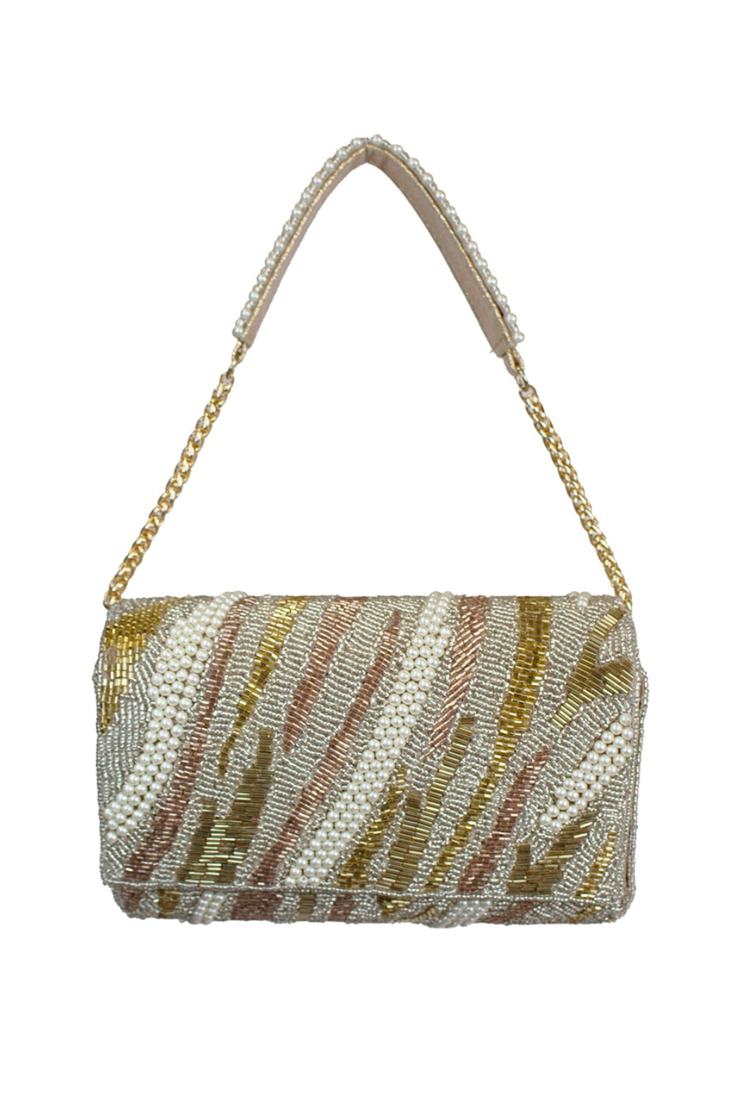 Striped Beaded Clutch