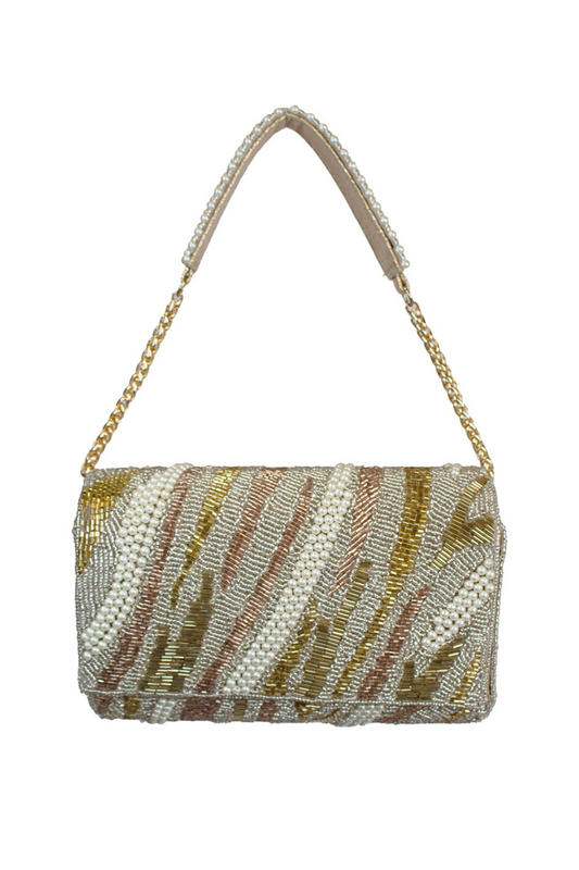 Striped Beaded Clutch