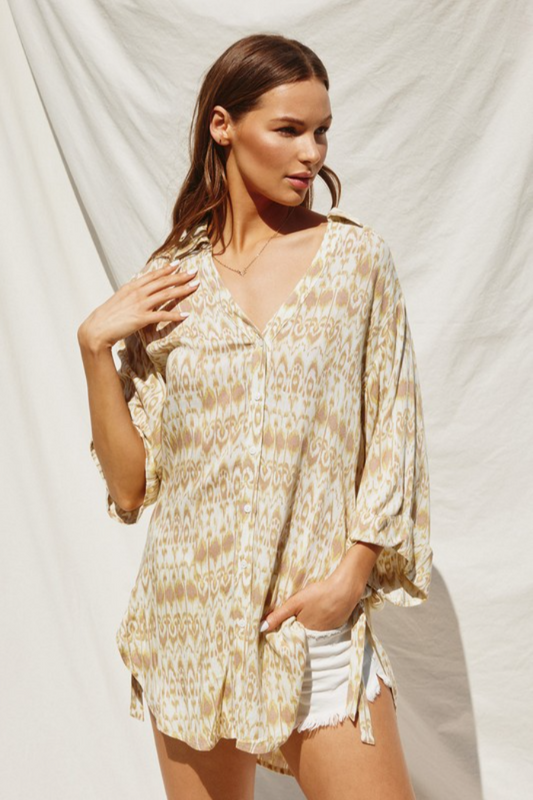 Side Tie Button Front Top