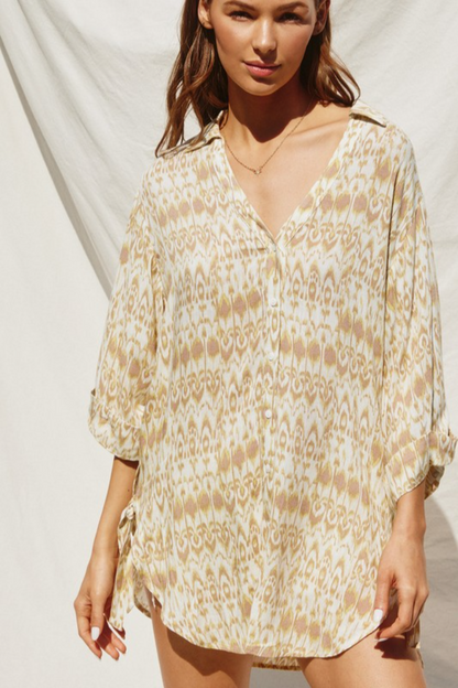 Side Tie Button Front Top