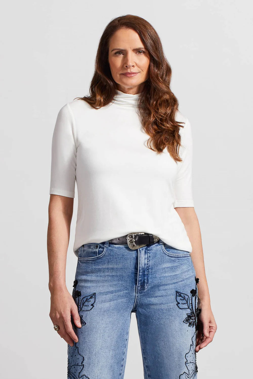 French Terry Elbow Sleeve Top - Cream