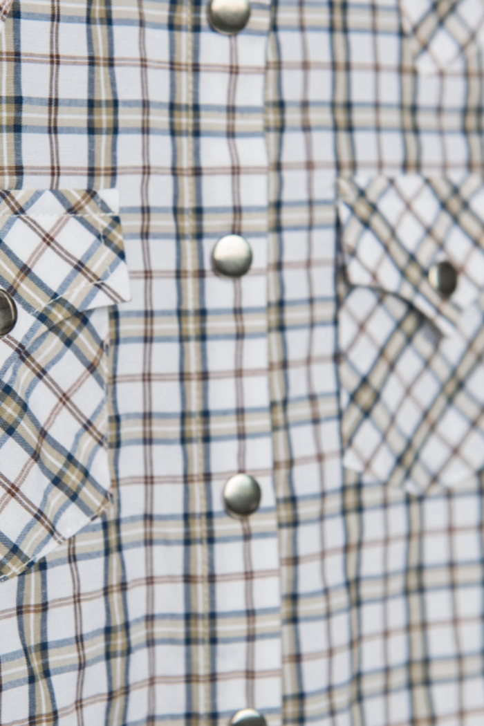 Youth Plaid Pattern Metal Snap