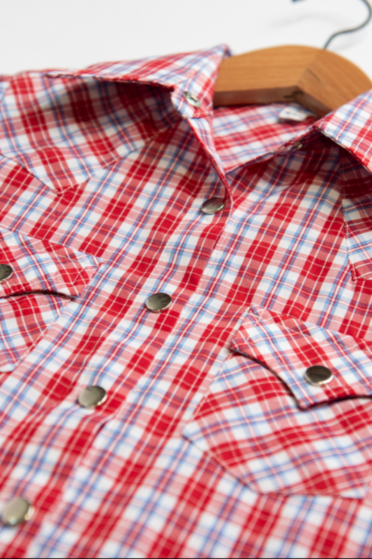 Youth Plaid Pattern Metal Snap