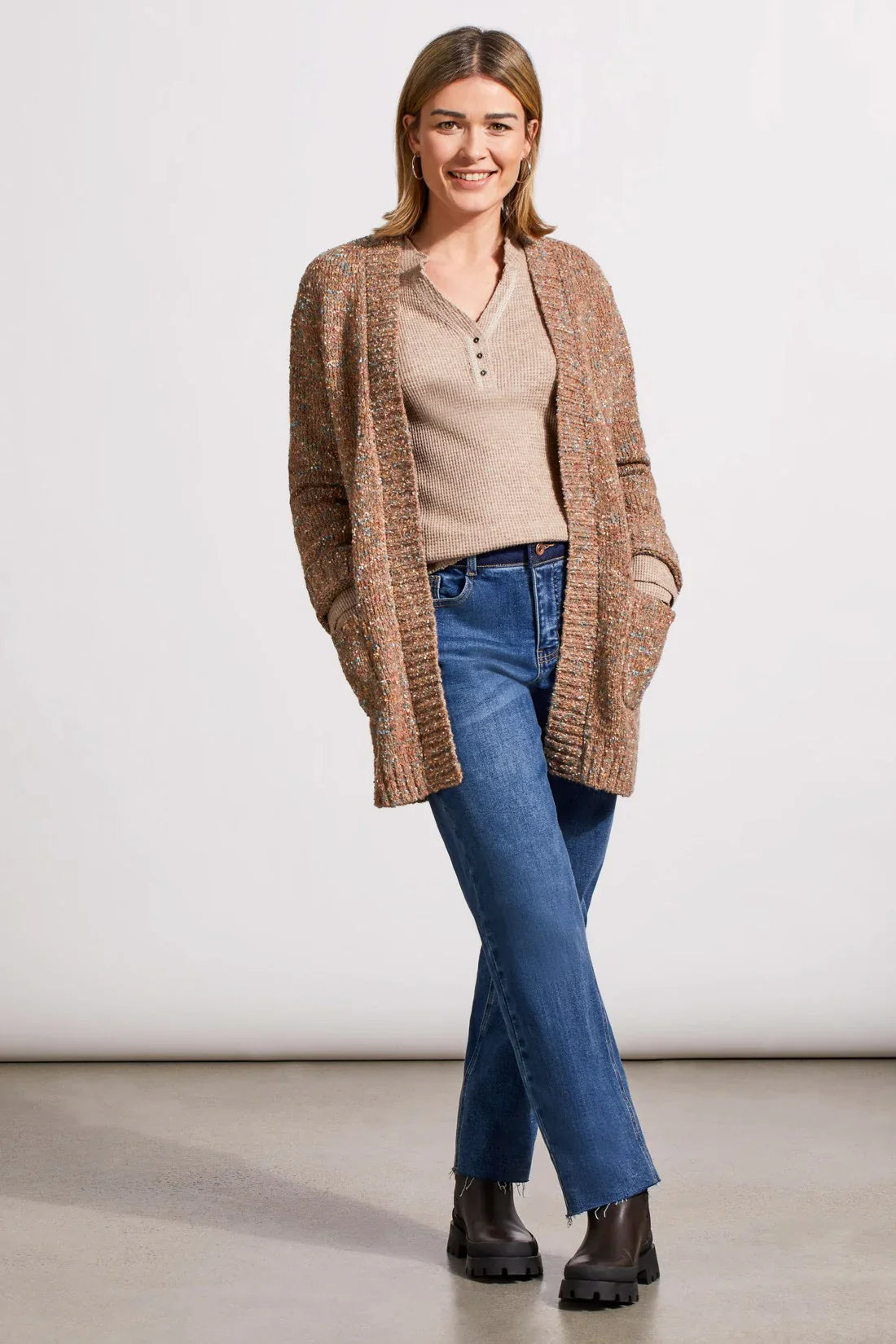 SOFT WASHED WAFFLE HENLEY TOP WITH BUTTONS