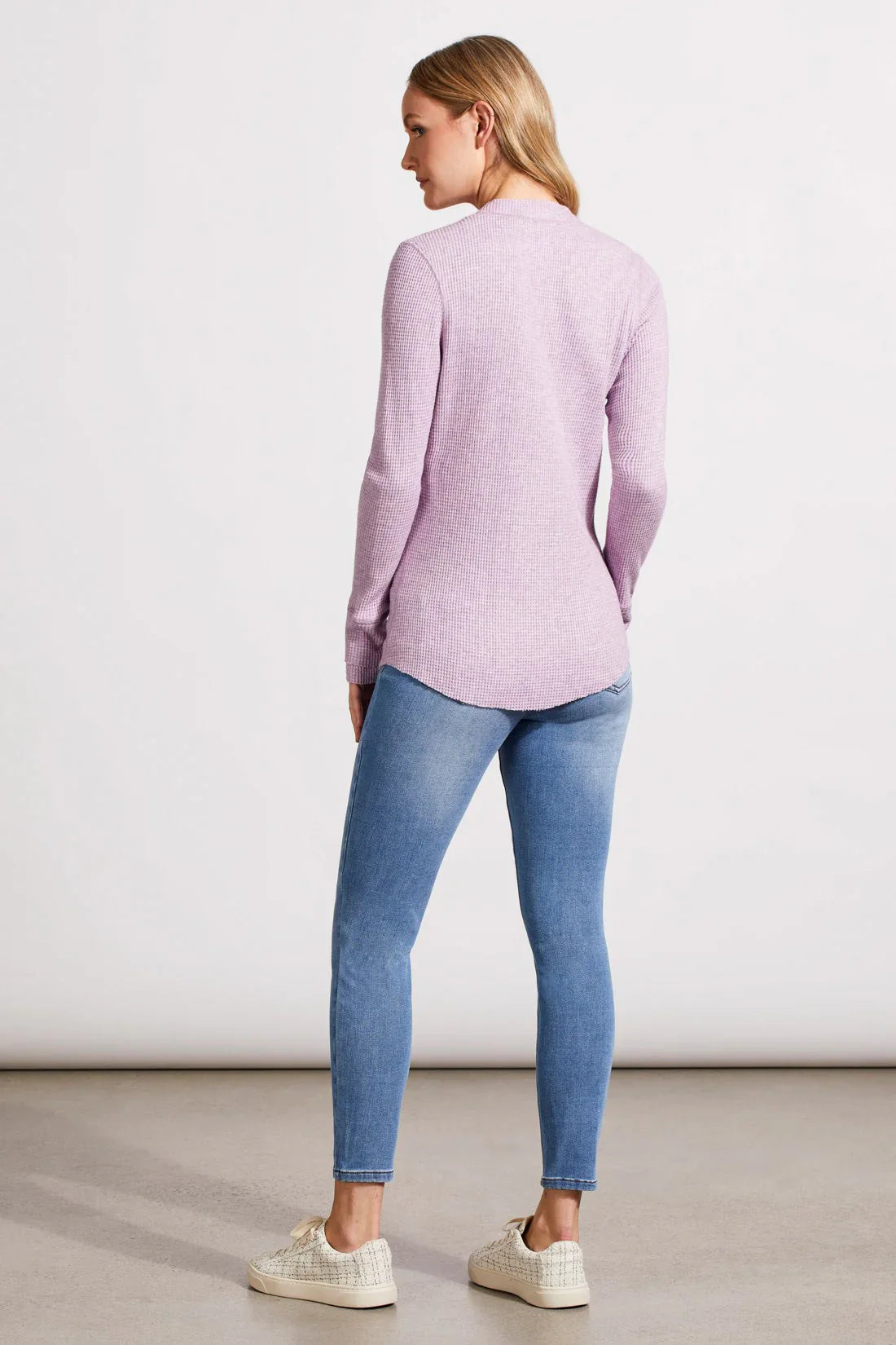 SOFT WASHED WAFFLE HENLEY TOP WITH BUTTONS