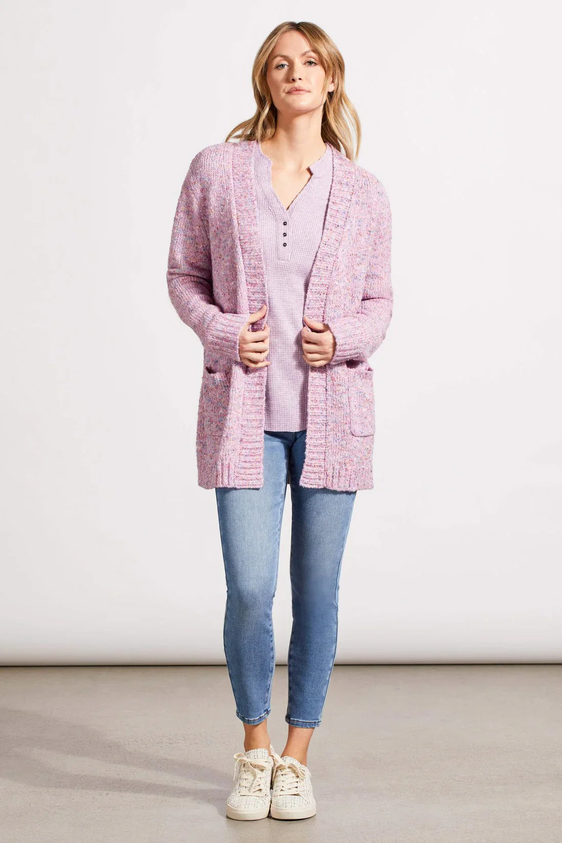 SOFT WASHED WAFFLE HENLEY TOP WITH BUTTONS