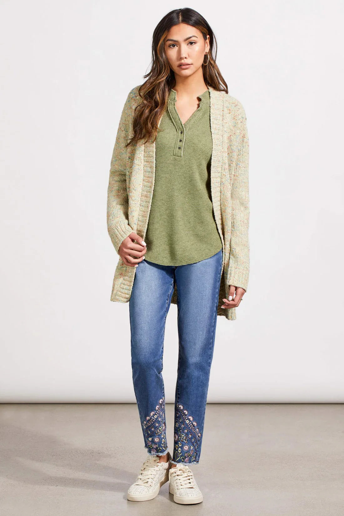 SOFT WASHED WAFFLE HENLEY TOP WITH BUTTONS