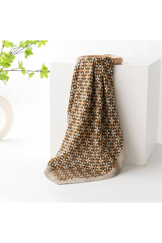 Vintage Plaid Print Square Scarf