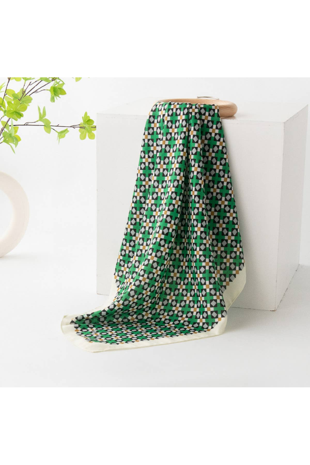 Vintage Plaid Print Square Scarf