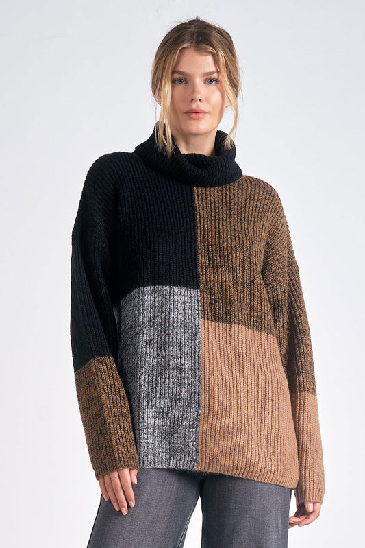 Turtleneck Colorblock Tunic