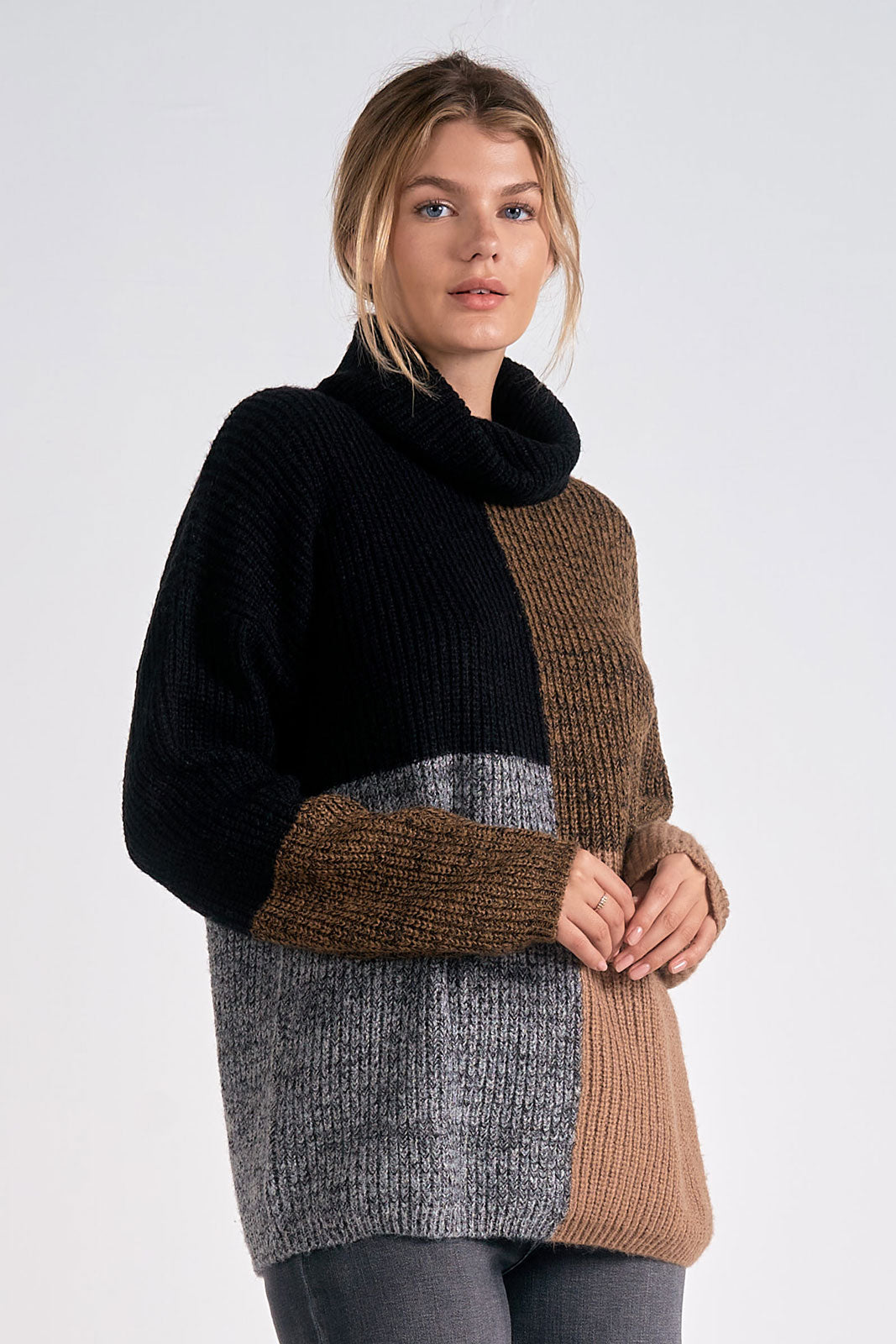 Turtleneck Colorblock Tunic