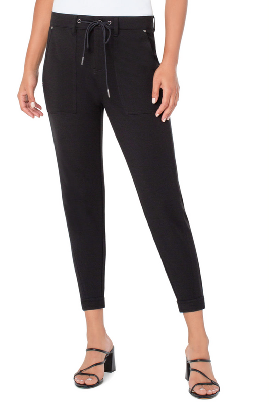 Utility Jogger With Snap Hem- Black