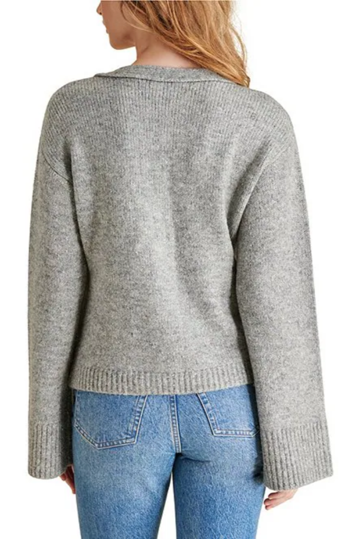Odelia V-Neck Long Sleeve Button Down Cardigan- Grey