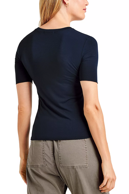 Bamboo Quarter Sleeve Crew Neck Tee- Navy