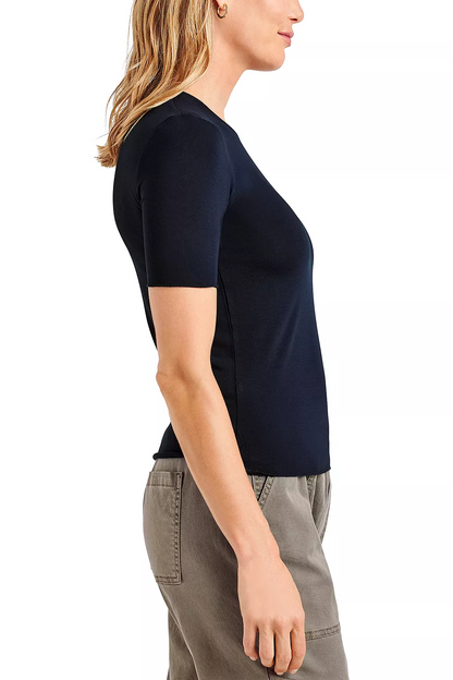 Bamboo Quarter Sleeve Crew Neck Tee- Navy