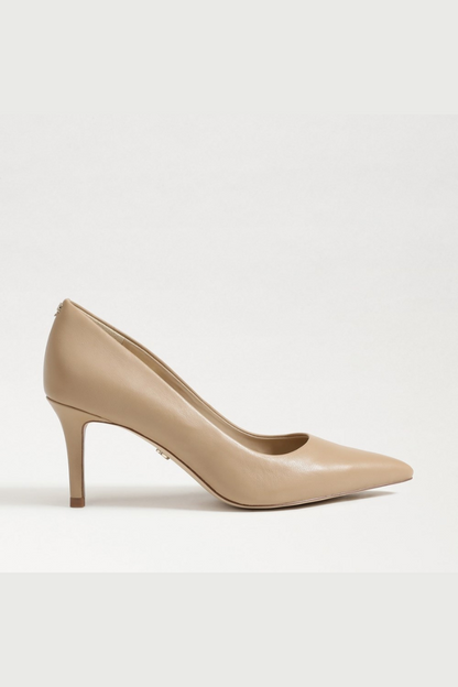 Vienna Pointed Toe Heel - Beige Leather