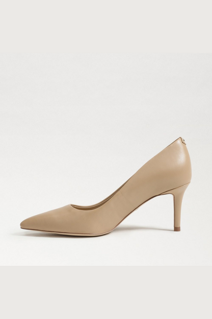 Vienna Pointed Toe Heel - Beige Leather
