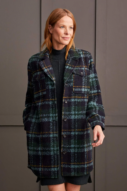 BOUCLE PLAID JACKET WITH NOTCH COLLAR