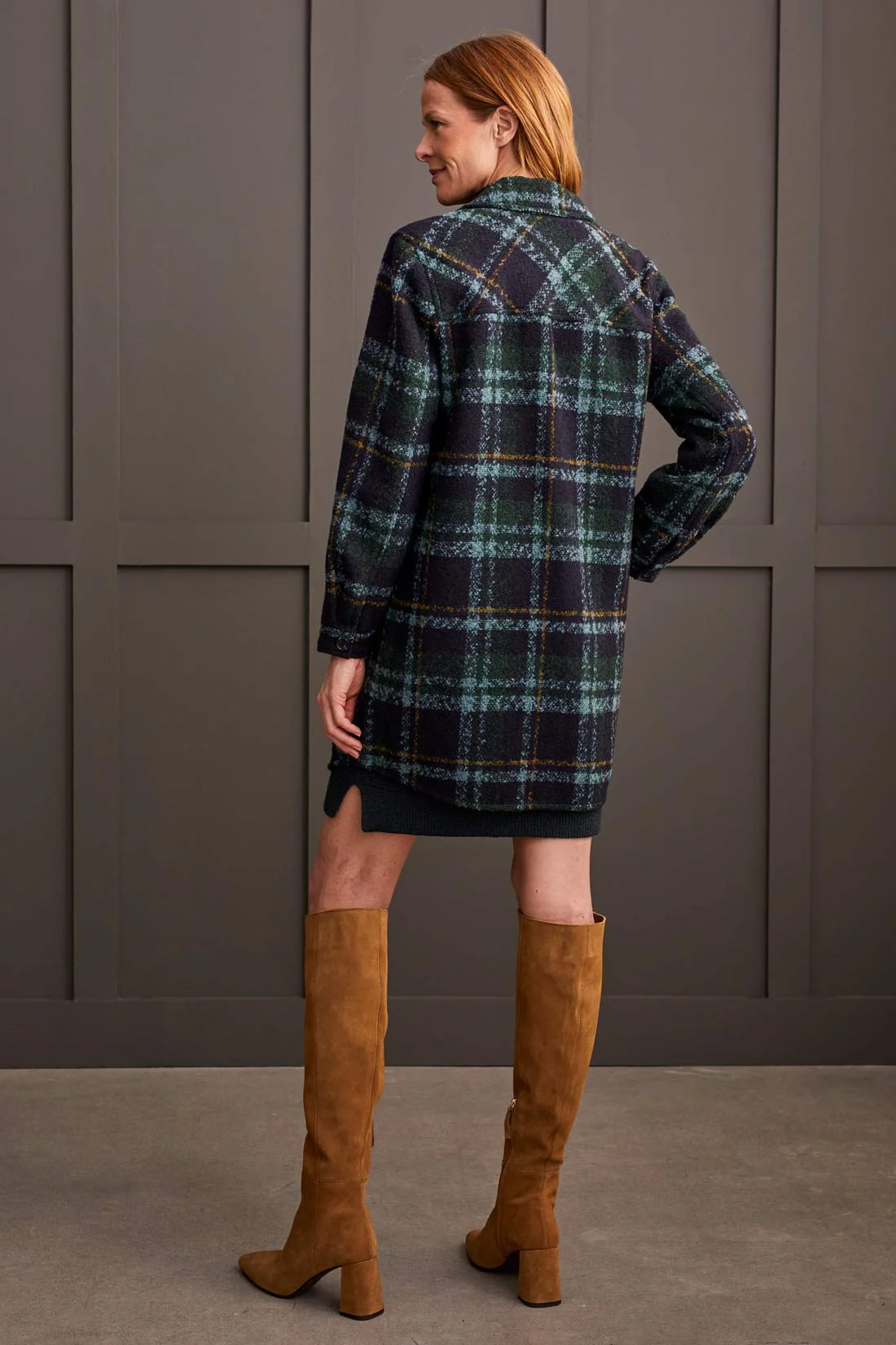 BOUCLE PLAID JACKET WITH NOTCH COLLAR