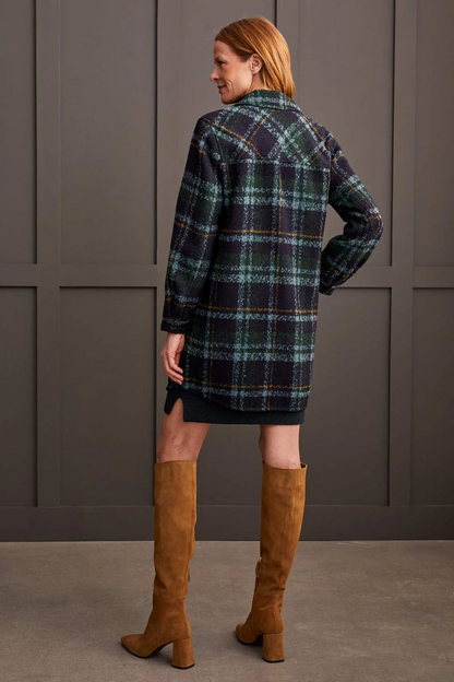 BOUCLE PLAID JACKET WITH NOTCH COLLAR