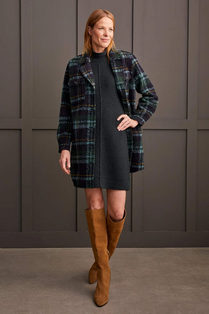 BOUCLE PLAID JACKET WITH NOTCH COLLAR