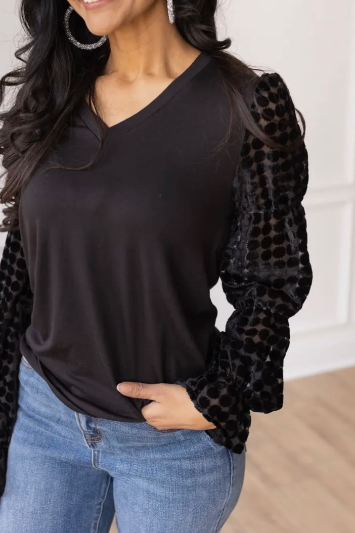 Burnout Velvet Sleeve Top