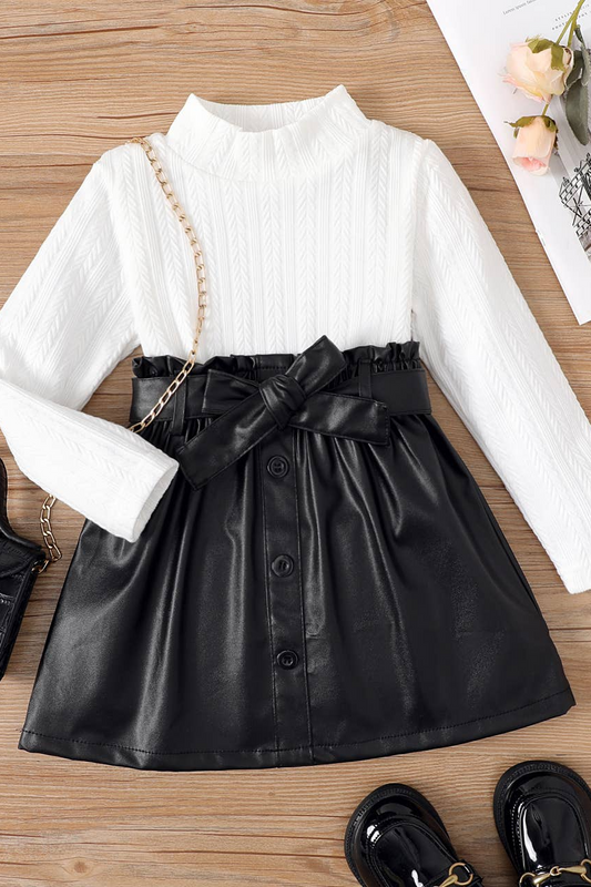 2 piece Girl Textured Fabric Bandage Skirt Set