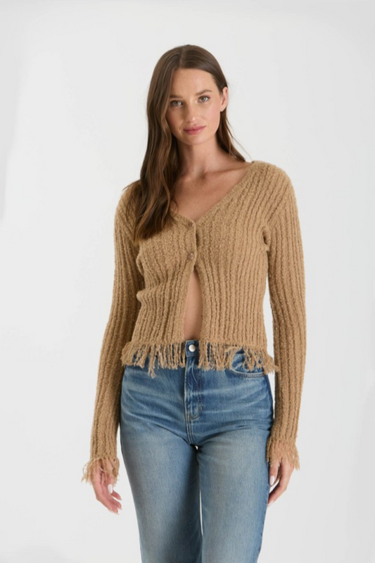 Vee Neck Fringe Cardigan