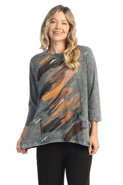 "Opera" Mineral Washed Patch Pocket Tunic Top