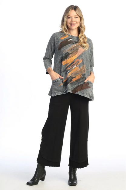 "Opera" Mineral Washed Patch Pocket Tunic Top