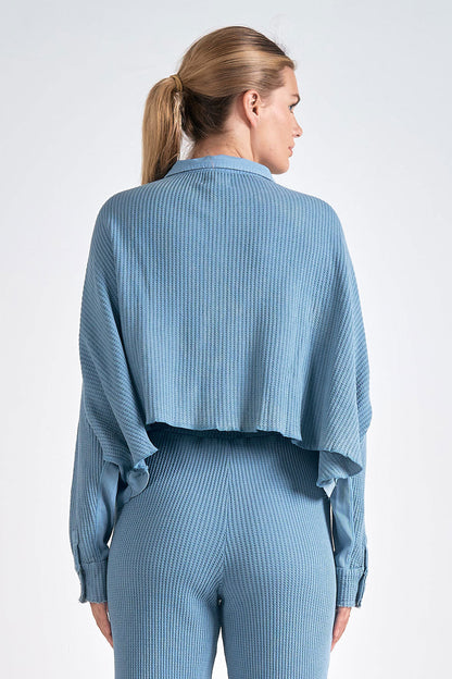 Blue Wash Slouchy Ribbed Crop Top